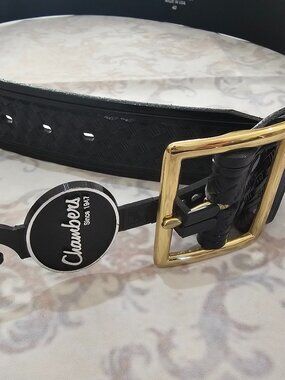 NEW Size 40 Chambers Uniform Duty Belt 1.75” Black Basket Weave Leather NWT